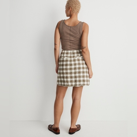 Madewell Curvy Quilted Flannel Mini Skirt in Gingham Check NWT Women’s Size 8 - Picture 3 of 12